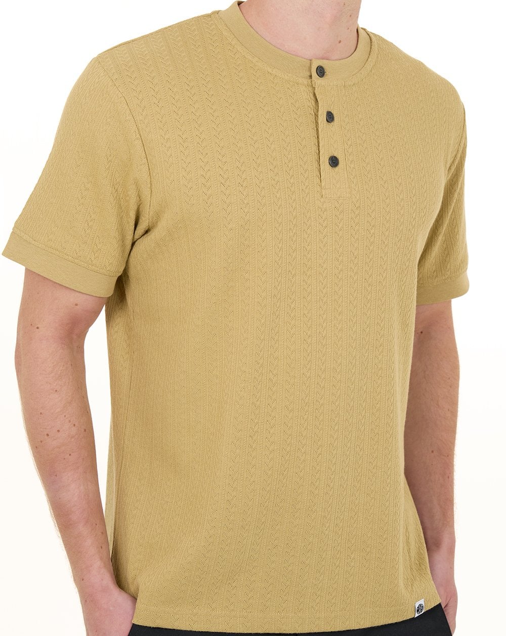 Pretty Green Zephlyn Texture Grandad Tee Taupe