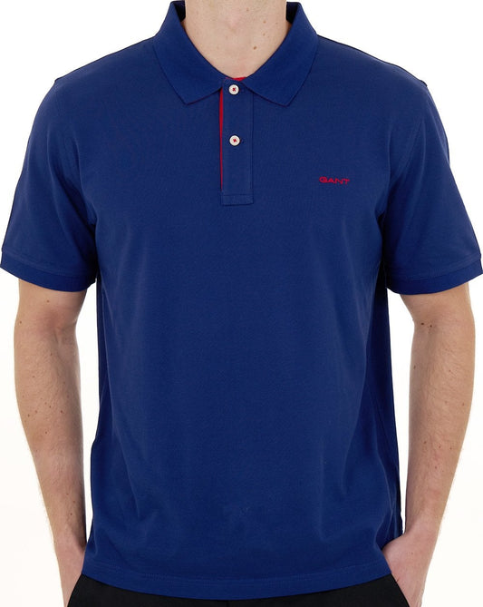Gant Contrast Collar Polo Shirt Rich Navy