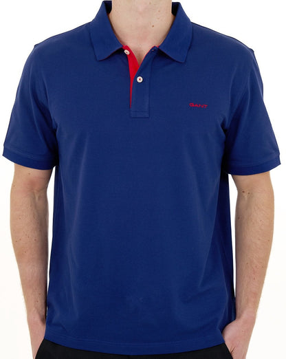 Gant Contrast Collar Polo Shirt Rich Navy