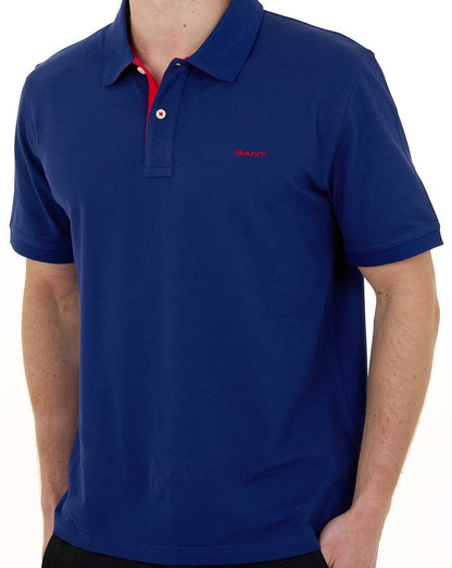 Gant Contrast Collar Polo Shirt Rich Navy