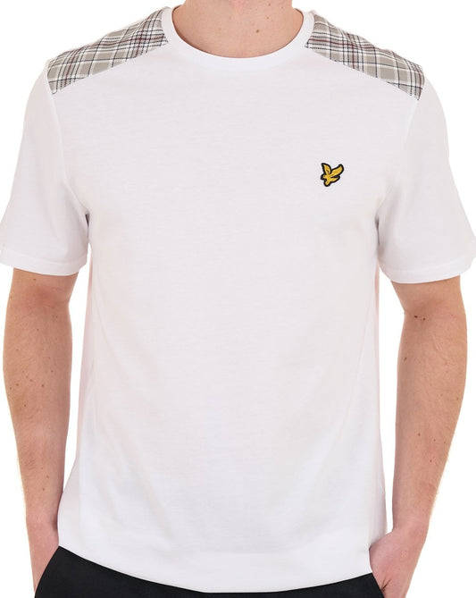 Lyle & Scott Check Panelled T Shirt White