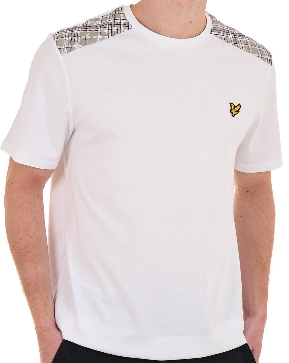 Lyle & Scott Check Panelled T Shirt White