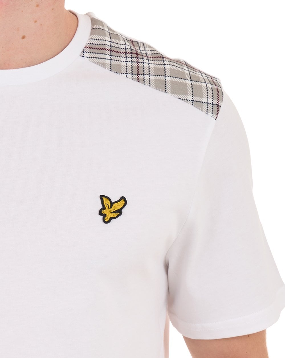 Lyle & Scott Check Panelled T Shirt White