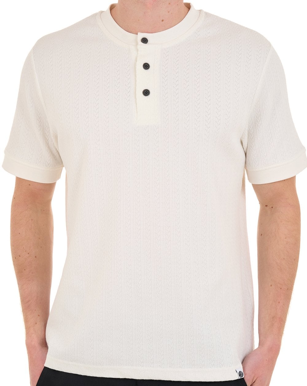 Pretty Green Zephlyn Texture Grandad Tee White