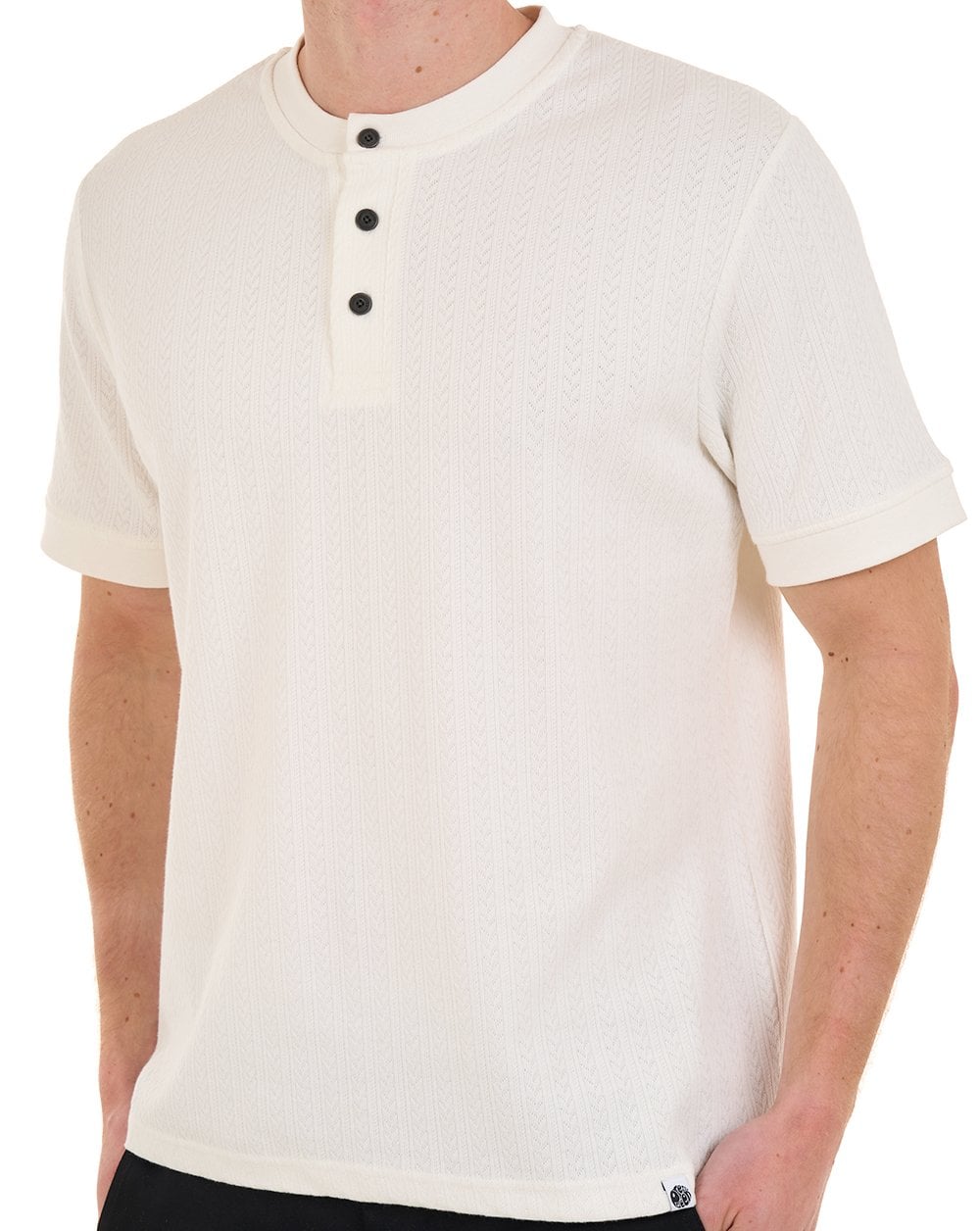 Pretty Green Zephlyn Texture Grandad Tee White