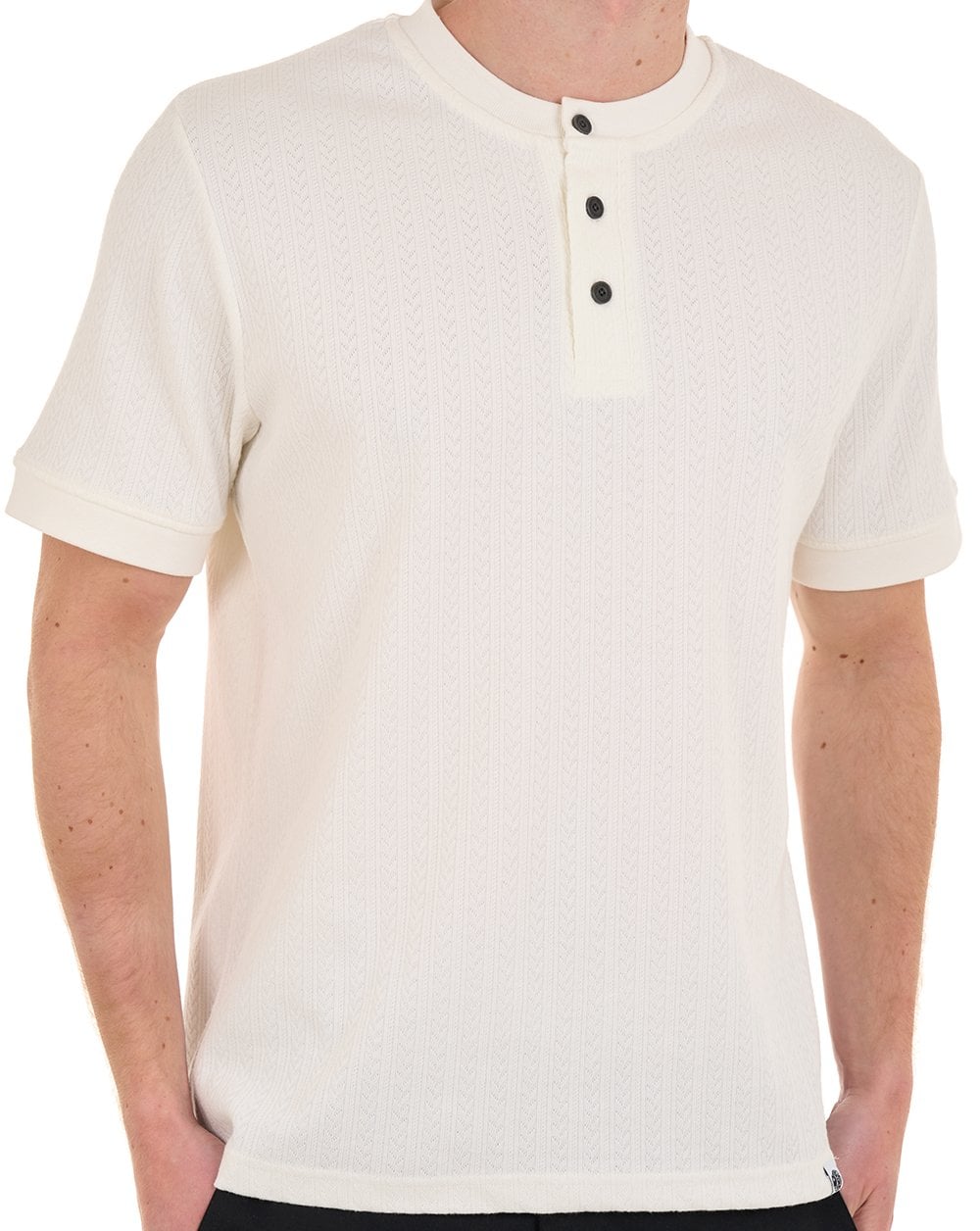 Pretty Green Zephlyn Texture Grandad Tee White