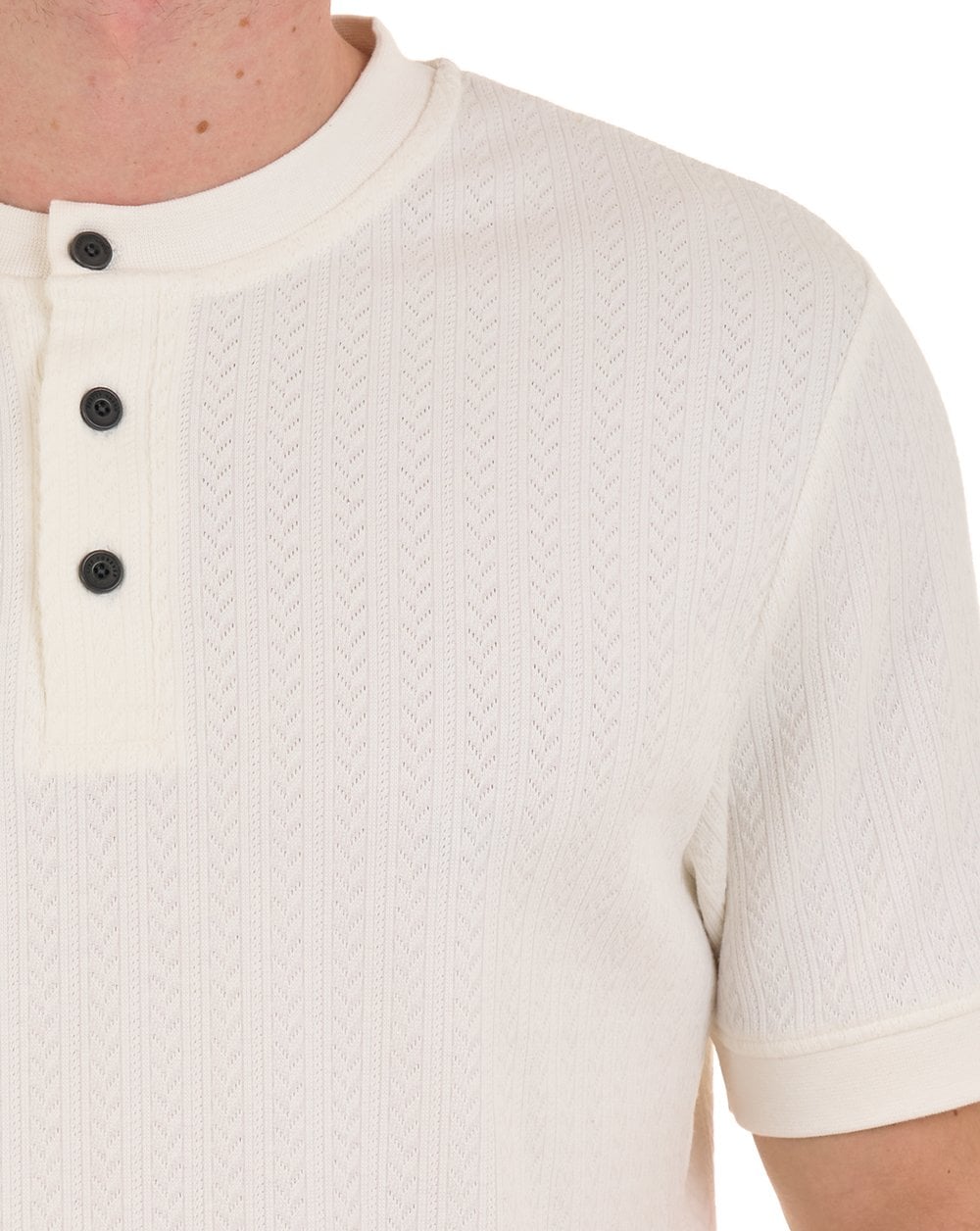 Pretty Green Zephlyn Texture Grandad Tee White