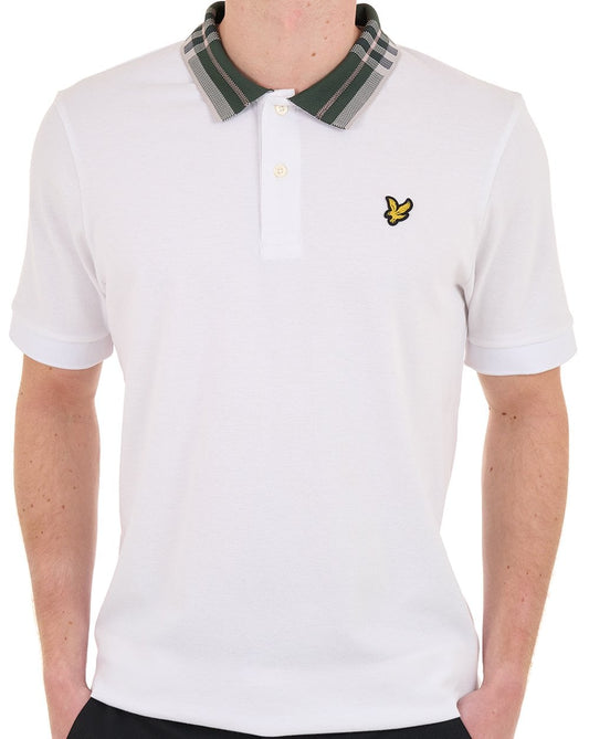 Lyle & Scott Tartan Collar Polo Shirt White