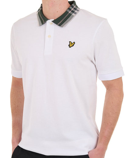 Lyle & Scott Tartan Collar Polo Shirt White