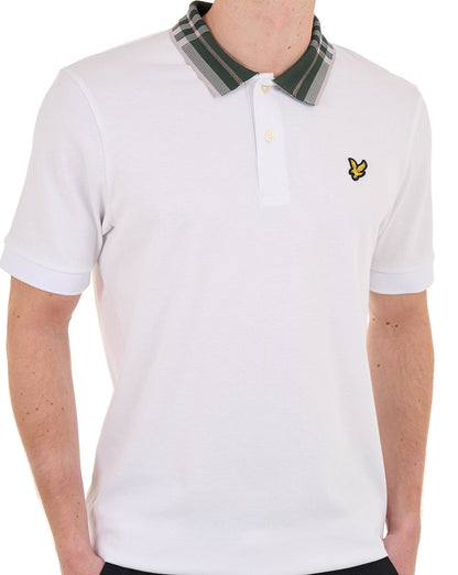 Lyle & Scott Tartan Collar Polo Shirt White
