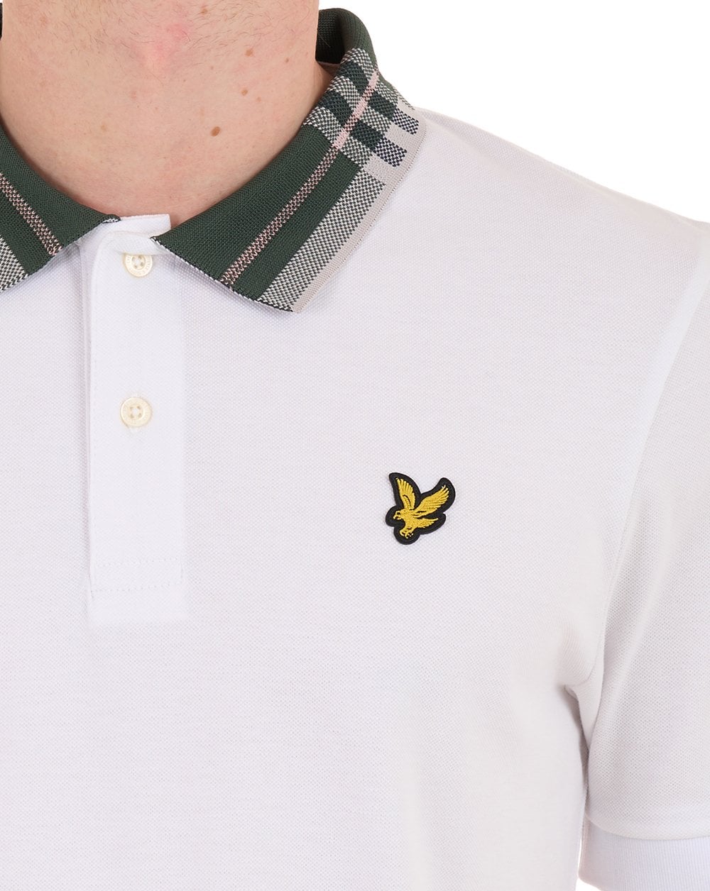 Lyle & Scott Tartan Collar Polo Shirt White