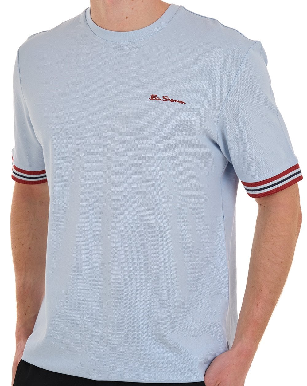 Ben Sherman Pique Tipped Tee Powder Blue