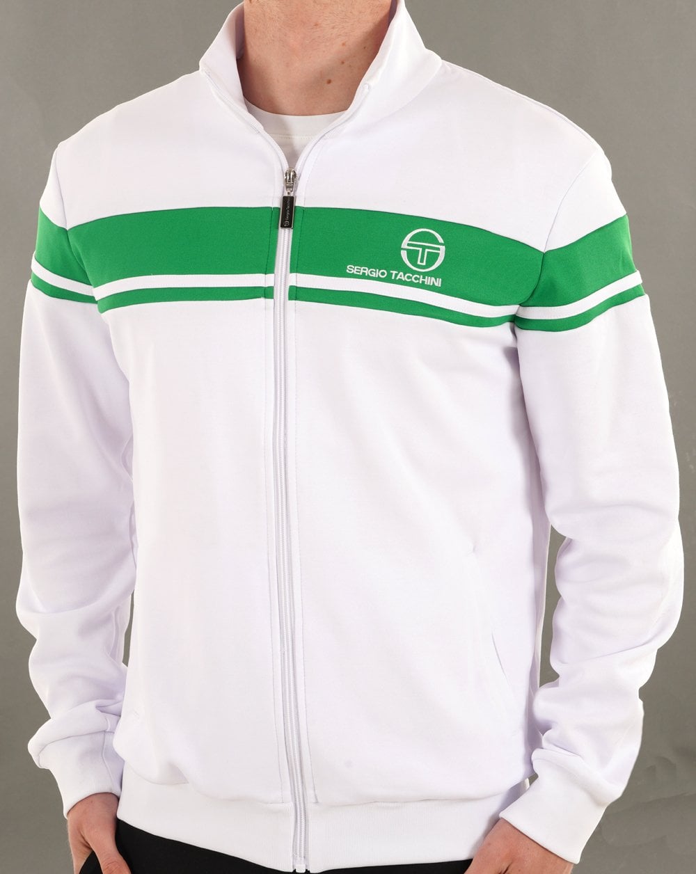 Sergio Tacchini Masters Track Top White / Fern Green