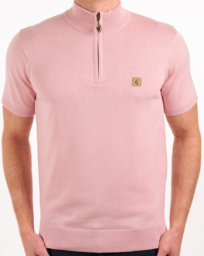 Gabicci Vintage Knitted 1/4 Zip Lt Pink