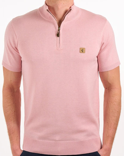 Gabicci Vintage Knitted 1/4 Zip Lt Pink