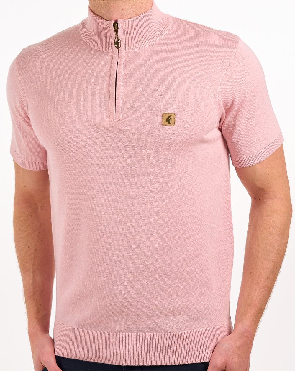 Gabicci Vintage Knitted 1/4 Zip Lt Pink