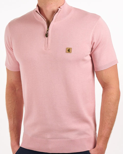 Gabicci Vintage Knitted 1/4 Zip Lt Pink