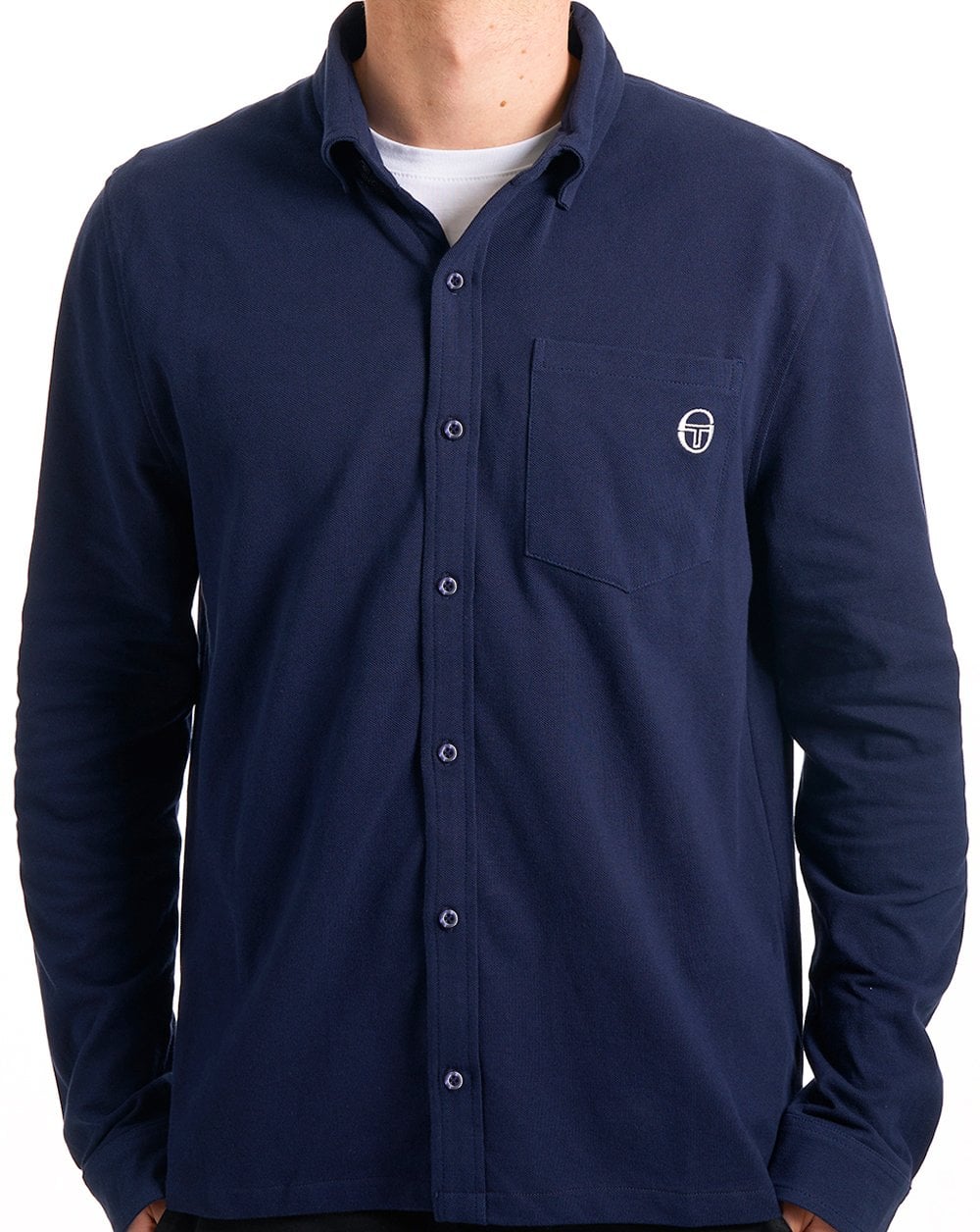 Sergio Tacchini Lanz Pique Shirt Navy Blue
