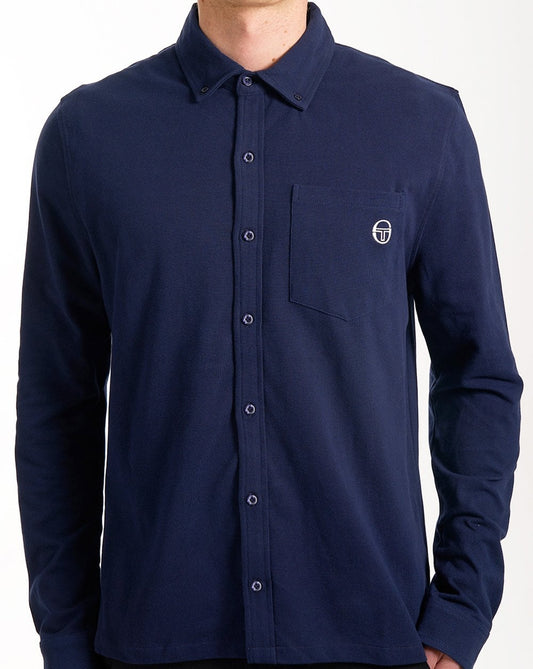 Sergio Tacchini Lanz Pique Shirt Navy Blue