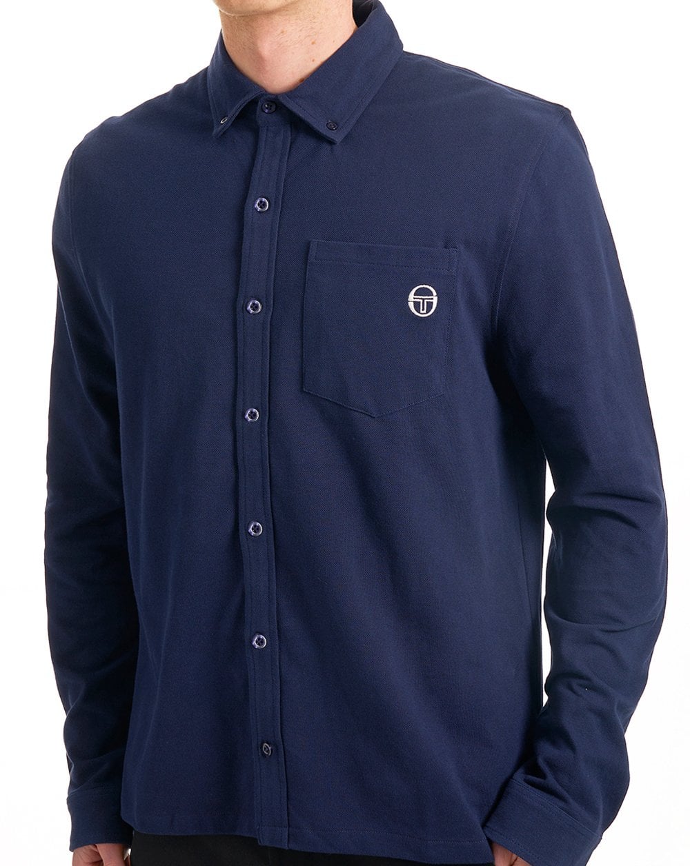 Sergio Tacchini Lanz Pique Shirt Navy Blue