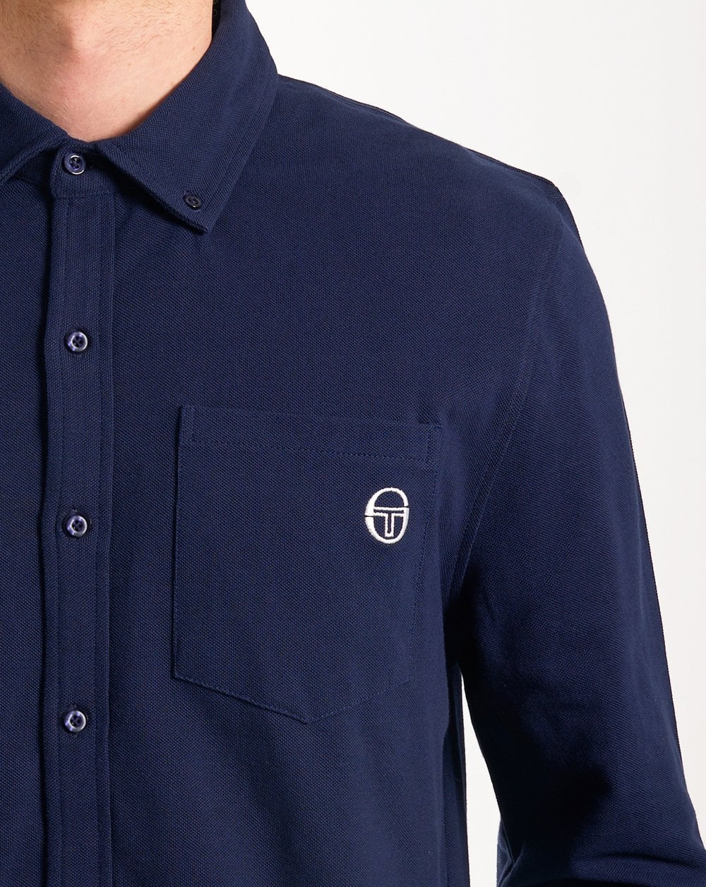 Sergio Tacchini Lanz Pique Shirt Navy Blue