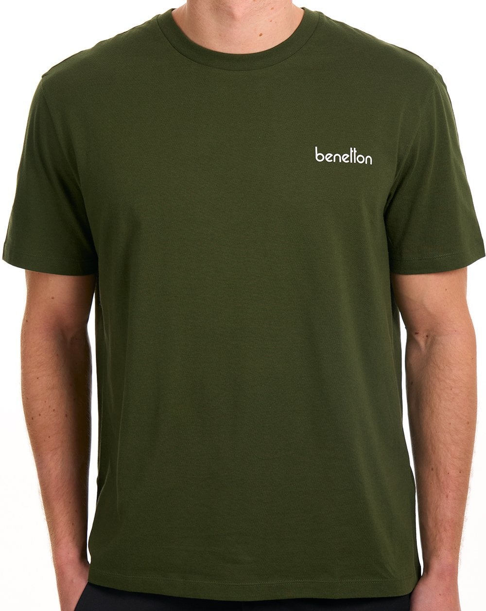 Benetton Small Logo Print T Shirt Dark Khaki