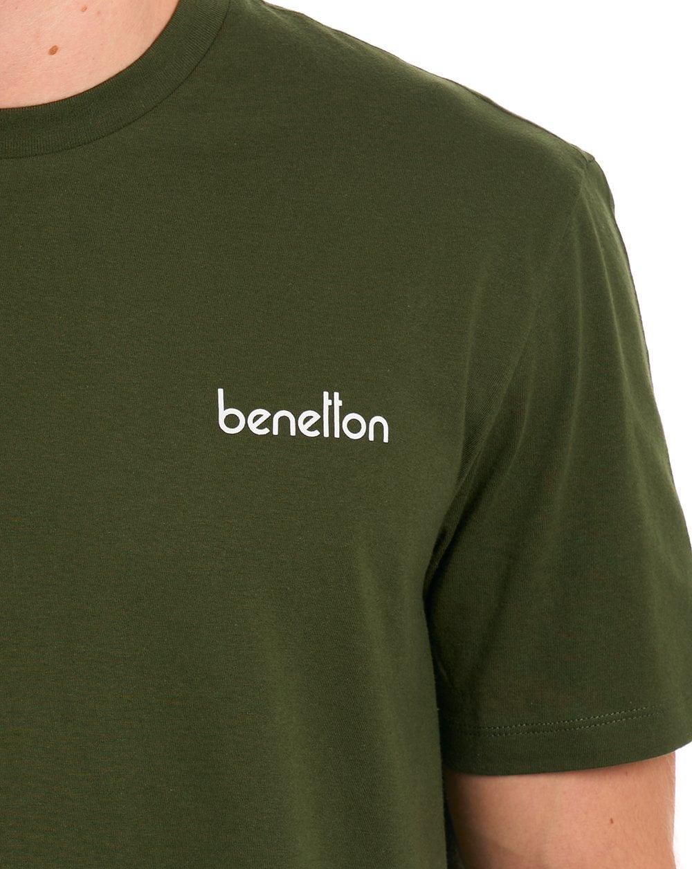 Benetton Small Logo Print T Shirt Dark Khaki