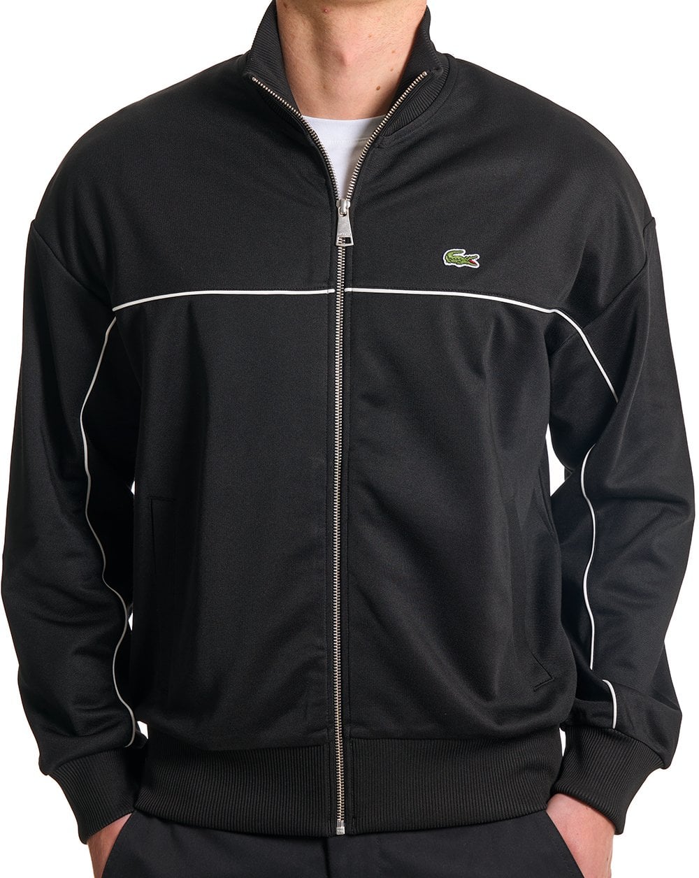Lacoste Zipped Pique Track Top Black