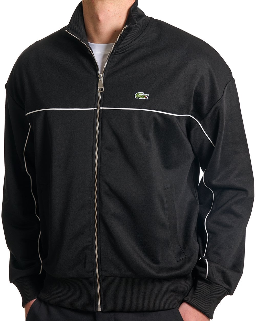 Lacoste Zipped Pique Track Top Black