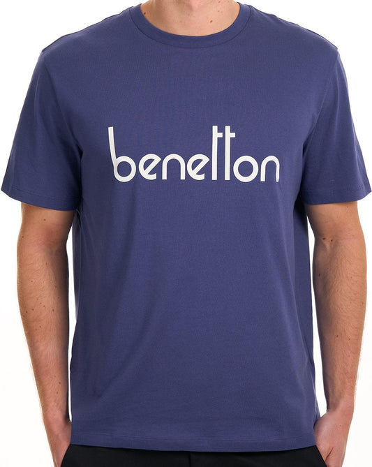 Benetton Large Chest Logo T Shirt Navy