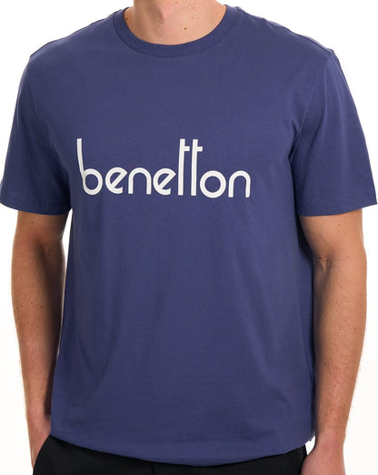Benetton Large Chest Logo T Shirt Navy