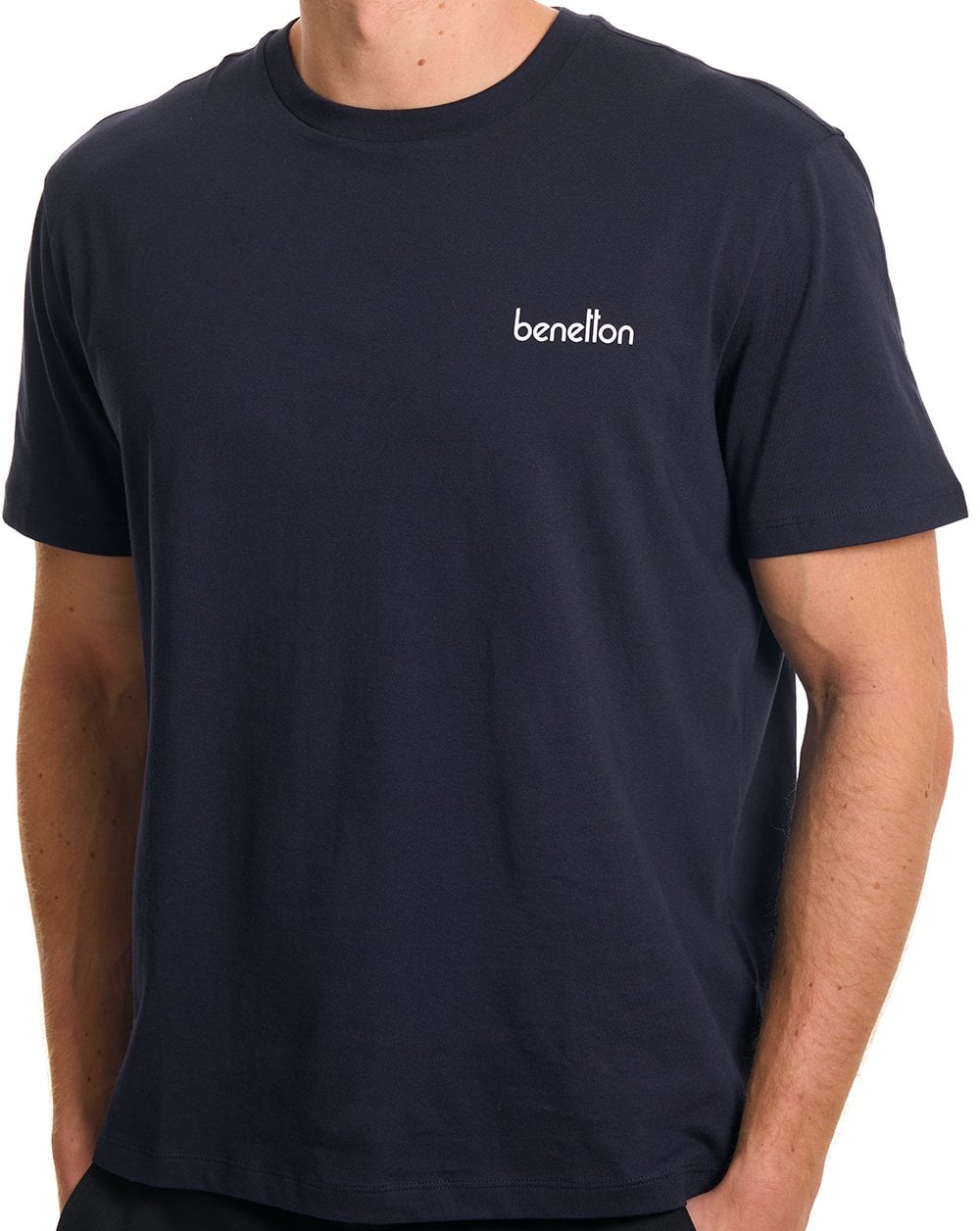 Benetton Small Logo Print T Shirt Navy