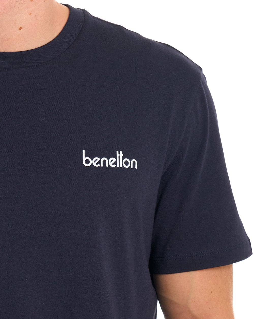 Benetton Small Logo Print T Shirt Navy