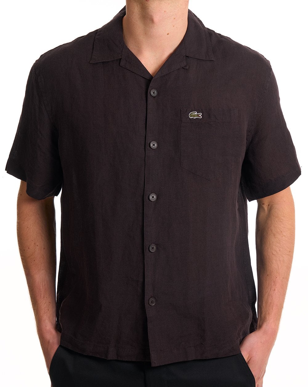 Lacoste Relaxed Fit Linen SS Shirt Brown