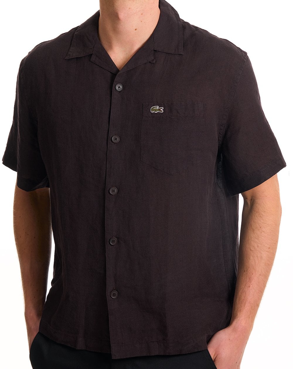 Lacoste Relaxed Fit Linen SS Shirt Brown