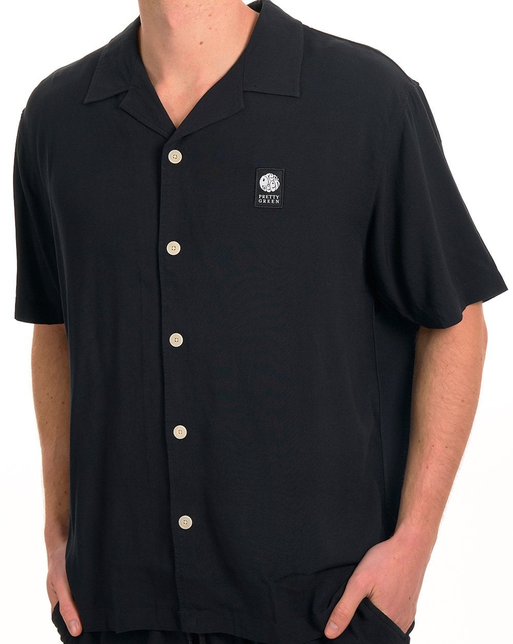 Pretty Green Islington Cuban Collar SS Shirt Black