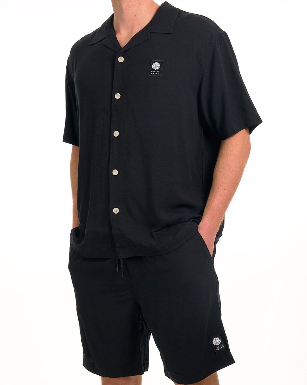 Pretty Green Islington Cuban Collar SS Shirt Black