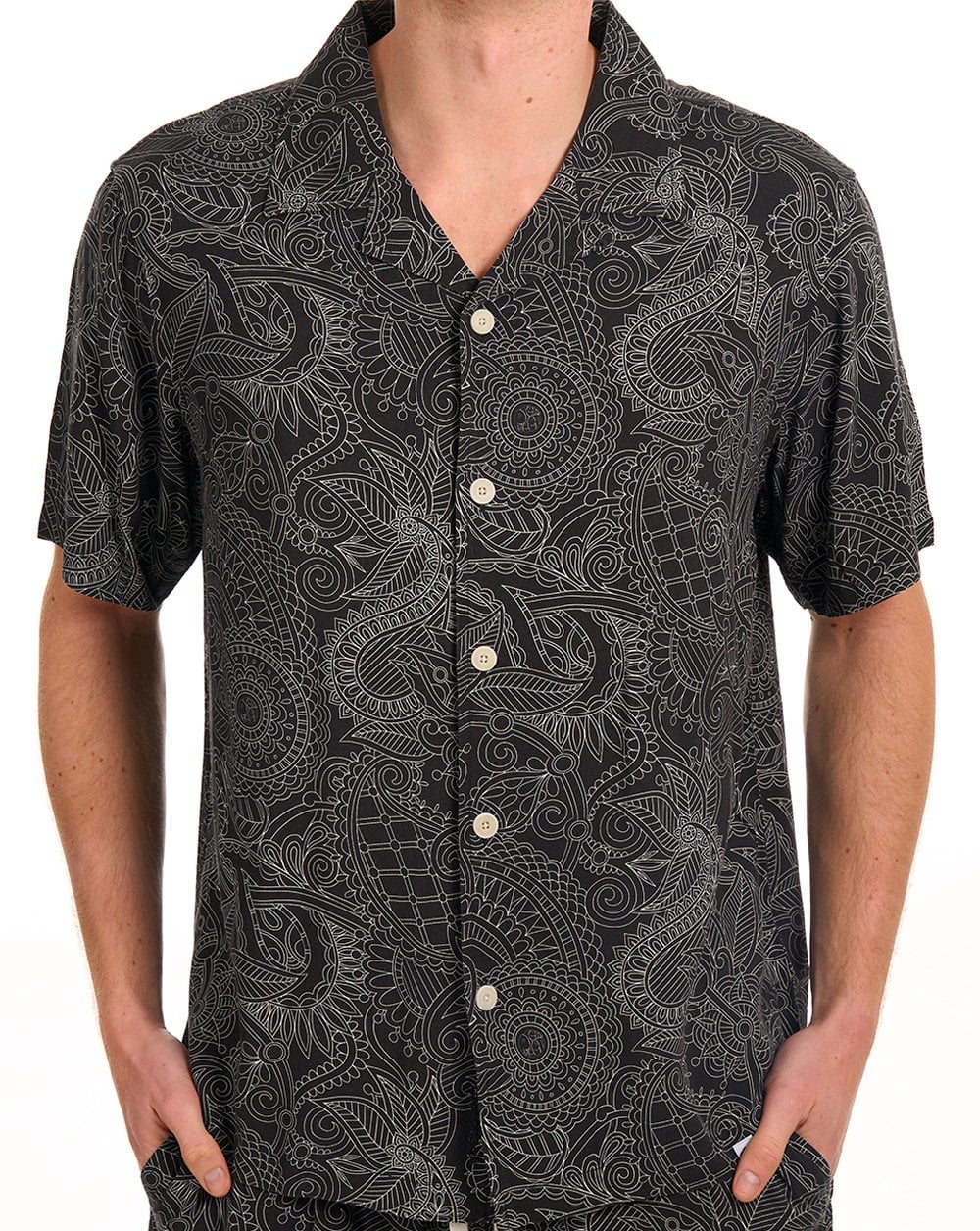Pretty Green Resonance Linear Paisley SS Shirt Black