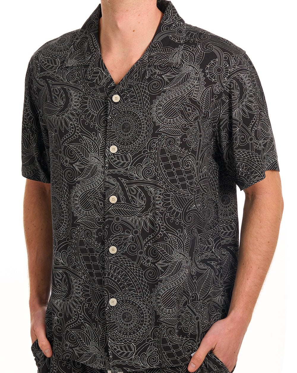 Pretty Green Resonance Linear Paisley SS Shirt Black