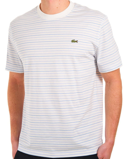 Lacoste Striped T Shirt Light Blue/Off White