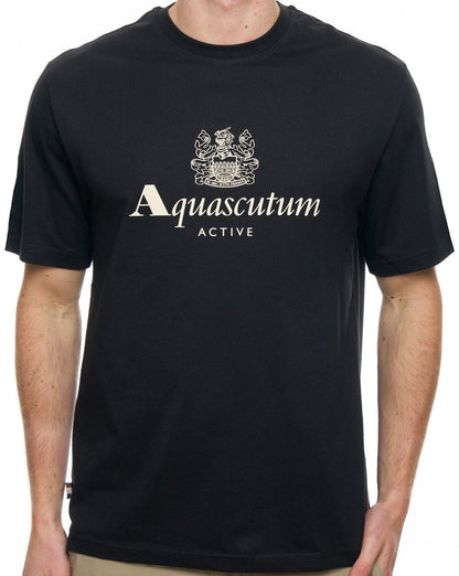 Aquascutum Big Logo T Shirt Black