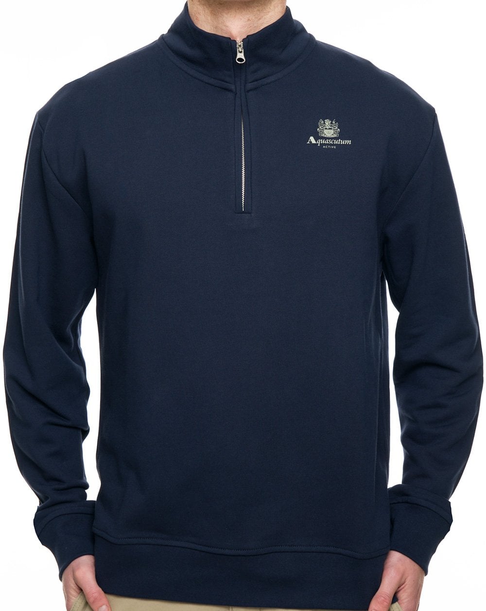 Aquascutum Half Zip Mock Neck Navy