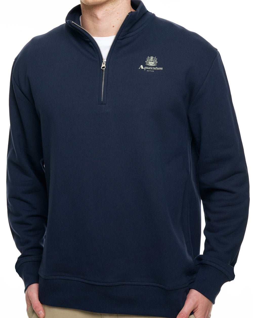 Aquascutum Half Zip Mock Neck Navy