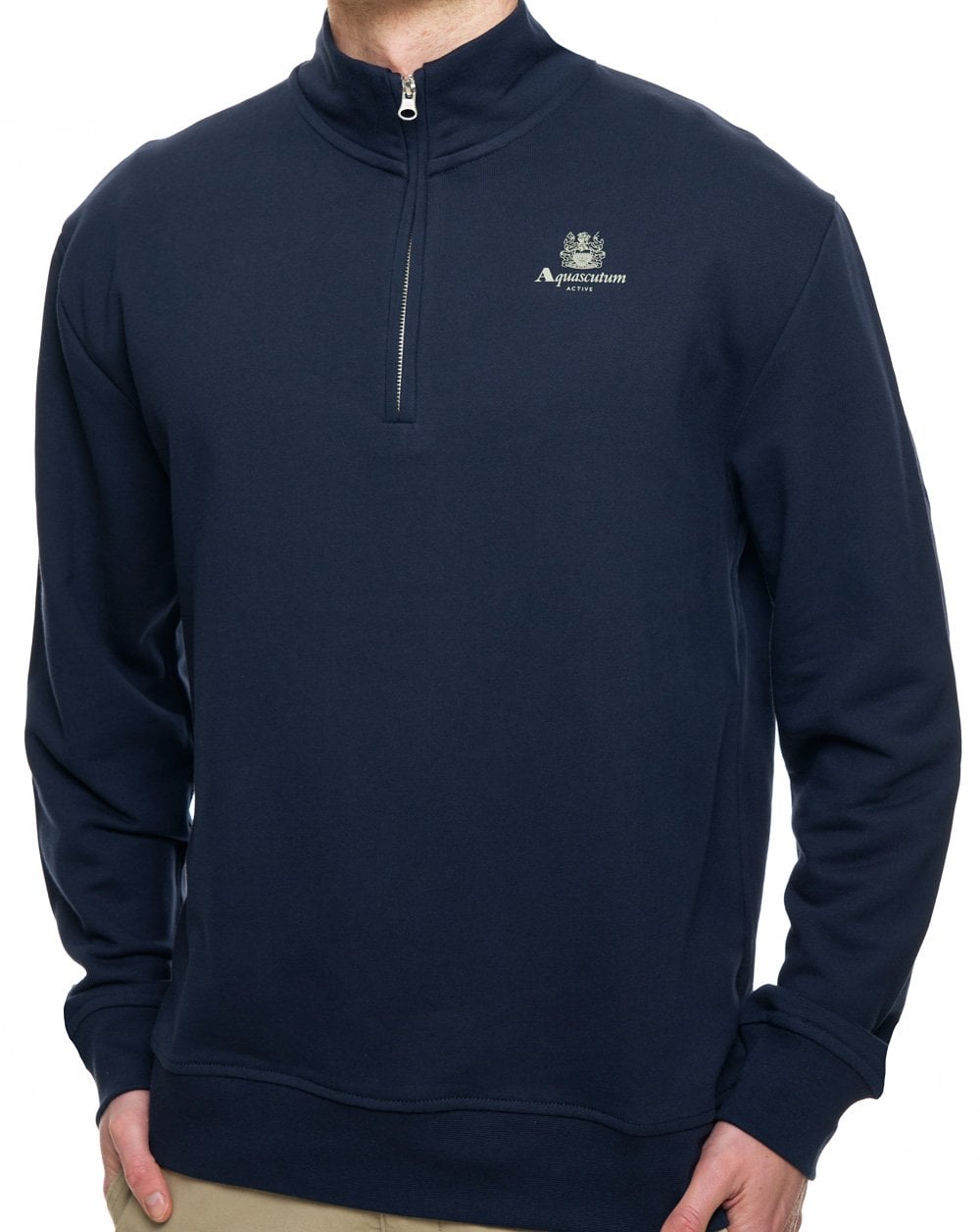 Aquascutum Half Zip Mock Neck Navy