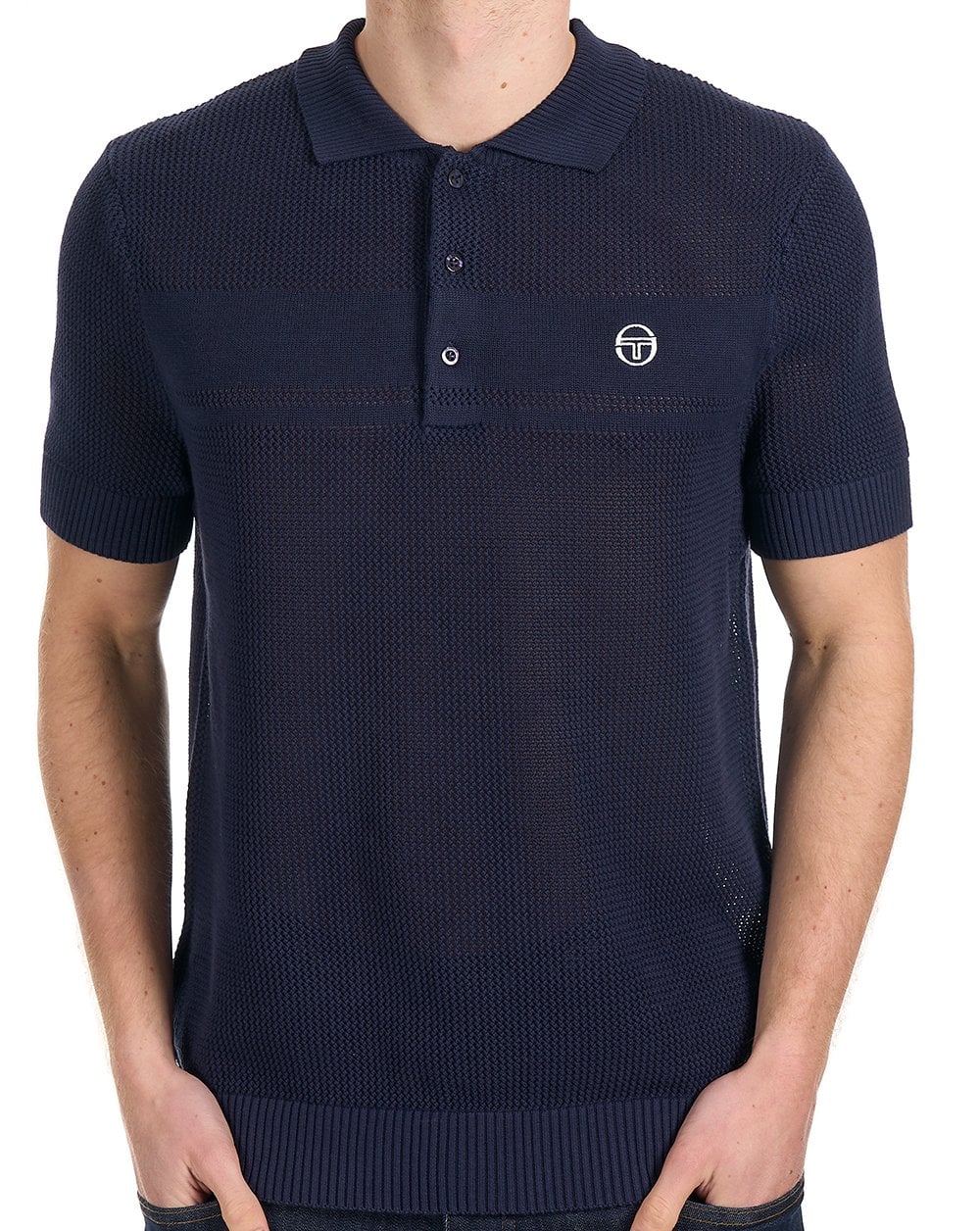 Sergio Tacchini Textured Knit Polo Navy