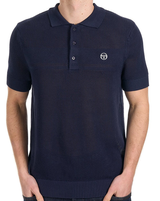 Sergio Tacchini Textured Knit Polo Navy