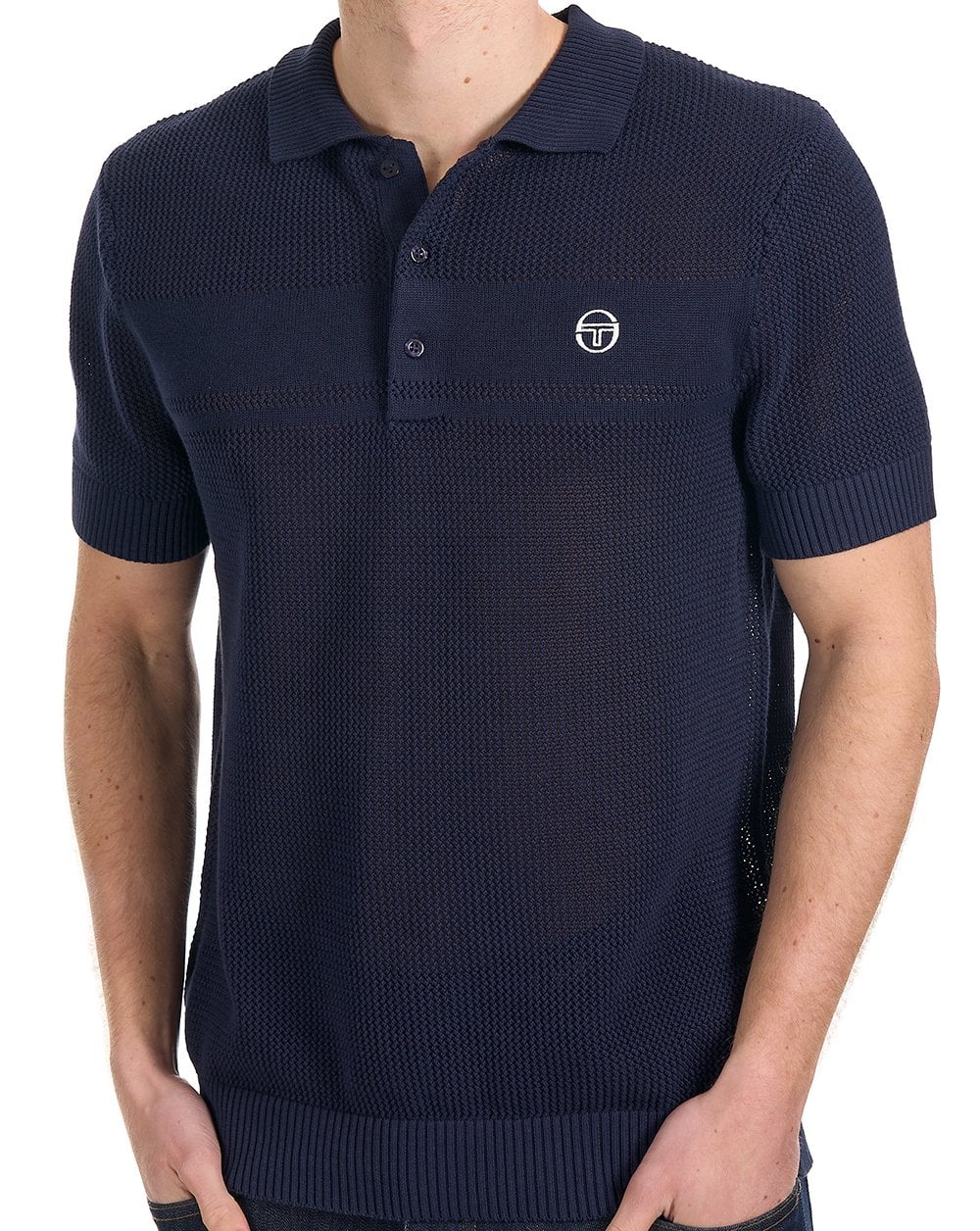 Sergio Tacchini Textured Knit Polo Navy