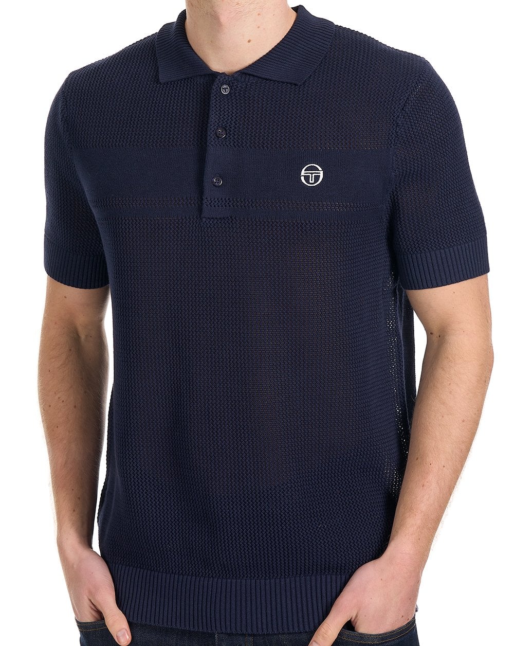 Sergio Tacchini Textured Knit Polo Navy