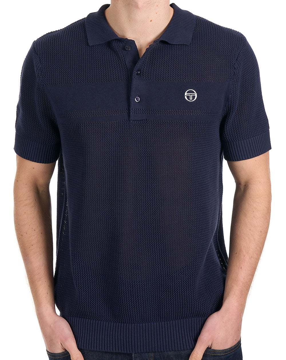 Sergio Tacchini Textured Knit Polo Navy