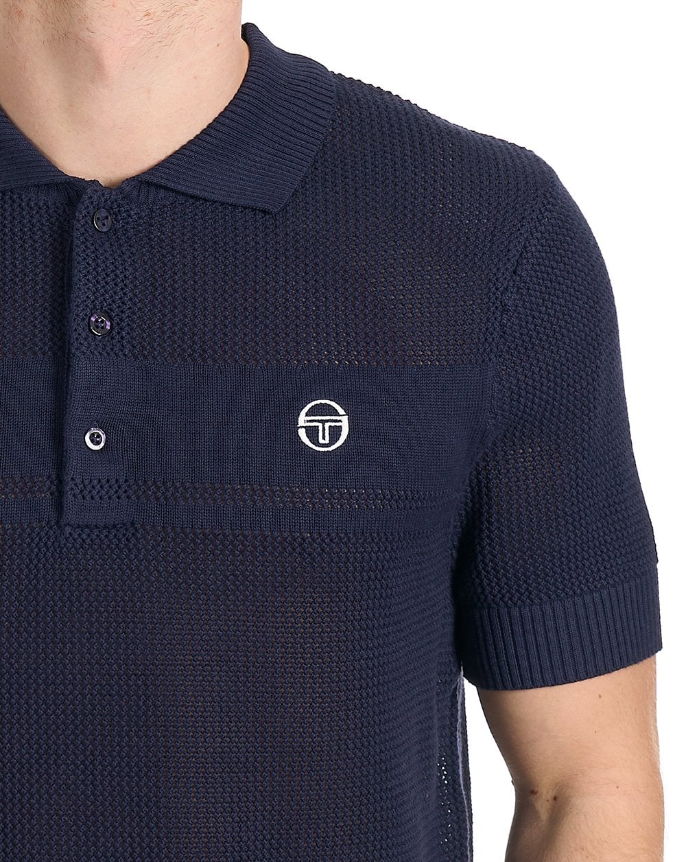 Sergio Tacchini Textured Knit Polo Navy